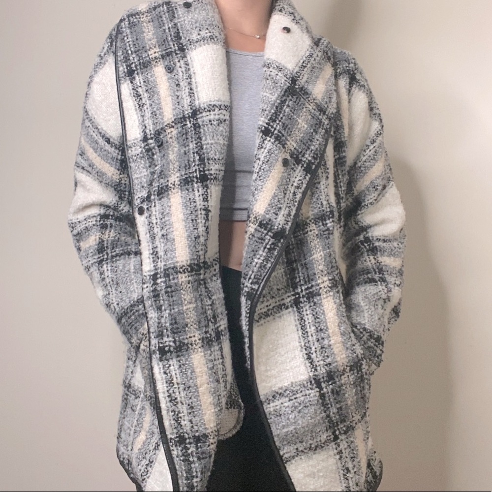 C&C California Black and White Plaid Jacket